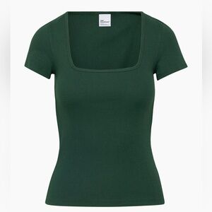 Aritzia Homestretch Dark Green Square Neck Top